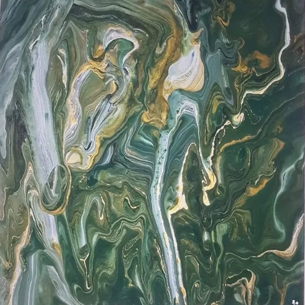 Birds Eye View Of Channels Abstract Green and Gold Canvas Art